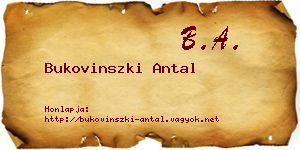Bukovinszki Antal névjegykártya